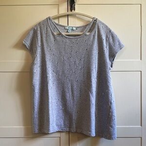 She & Sky Distressed Short Sleeve Top